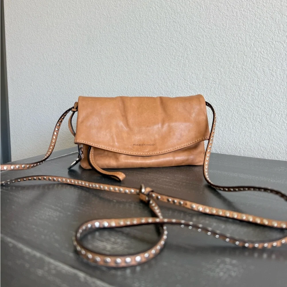 Women's Tan Color Leather Crossbody Bag - Picture 2 of 10